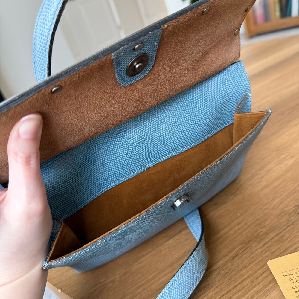 Patricia Nash Sky Blue Satchel with Silver Trim - Picture 9 of 14
